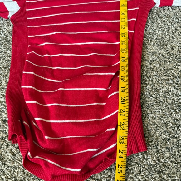The Limited Red Striped Long Sleeve Top Ruched Knit‎ Sweater Women's Medium - Picture 6 of 6